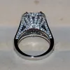 Unique Brand Desgin Free shipping Luxury Jewelry 14kt white gold filled 192Pcs Topaz Simulated Diamond Weddiong Band Ring gift Size 5-11