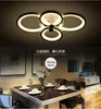현대식 LED 천장 조명 DIMMABLE 6 8 반지 서클 플러시 마운트 마운트 식당을위한 아크릴 샹들리에 램프 부엌 생활 침실