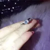 Vecalon 2016 Fashion Engagement Wedding Ring Set för Kvinnor 1CT Simulerad Diamond CZ 925 Sterling Silver Kvinna Band Ring R200