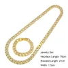 Set di gioielli da uomo Hip Hop Bling placcato in oro 24 carati completo CZ MIAMI CUBAN LINK collana bracciale catene ghiacciate 76 cm 21 cm
