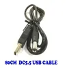 Kabel ładujący USB 80 cm 5,5 mm * 2,1 mm USB do DC 5.5 * 2.1mm Kabel zasilający Gniazdo 100 sztuk / partia