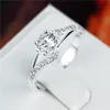 Online na sprzedaż Mieszany Styl Moda White Gemstone 925 Srebrny Pierścień Płytowy EMGR20, Różane Serce Plated Sterling Silver Ring 10 sztuk