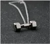 Men Jewelry Titanium Stainless Steel Dumbbell Pendant Necklaces New Fashion Barbell Pendants for Mens O chain 1 piece wholesale