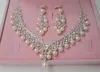 Luxury Rhinestones Bridal Jewelry Sets Pearls Silver Crystals Wedding Necklaces And Earrings For Bride Prom Evening Party Accessories