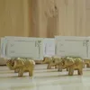 Porte-cartes porte-bonheur en forme d'éléphant doré, décoration de mariage, porte-cartes de visite