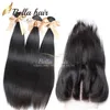 Indian Hair Top Closures With Hair Weave 4pcs/lot 4x4 Lace Closure Add Bundle Extensions Double Weft