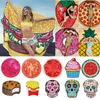 أحدث مناشف الشاطئ منشفة بيتزا همبرغر دونات الشيفون الملونة أزياء جميلة كبيرة مستديرة المناشف الهندي ماندالا مناشف الشاطئ DHL مجانا