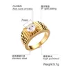 Men Punk Ring Stainless Steel CZ IP Gold Plated High Polished Vintage Jewelry Carved Geometric Hipsters Accessories Gold Size 7-11