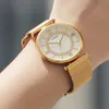 SINOBI Super Slim Gold Mesh Stainless Steel Watches Women Top Brand Casual Clock Woman Wrist Watch Lady Relogio Feminino