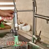 Wholesale And Retail Brushed Nickel Kitchen Faucet Swivel Spouts LED Sprayer Deck Mounted Vessel Sink Mixer Tap