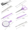 8 pcs portáteis de aço inoxidável de aço inoxidável definir ferramentas de cuidado de prego com mini dedo cortador de unhas clipper arquivo scissor tweezer