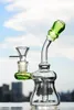 handmade glass bong small water pipe with diffused perc small beaker green recycler oil rigs with 14mm joint