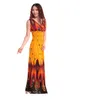 Plus storlekar kvinnor strand klänningar avslappnad klänning dam blomma tryckt bohemisk stil gratis frakt
