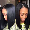 Natural Soft Short Straight Bob Black Color #1 Sintético Lace Front Wig Side Parting Glueless Heat Resistant Fiber Hair For Black Women