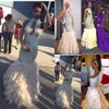 Çarpıcı payetli tüy balo elbiseleri uzun rhinestones boncuklu yüksek boyunlu resmi önlükler taban uzunluğu akşam pageant elbisesi kadınlar için 2675315