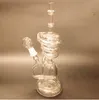 Glas-Wasserbongs, 10,5-Zoll-Spirale, hohes Rig mit Inline-Perc mit 14-mm-Spirale, Glasrecycler mit zwei Funktionen