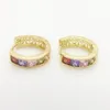 Multi-colored Huggie 18k Yellow Gold Filled Womens Hoop Earrings