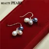 Multicolor Freshwater Pearls Water Drop 925 Sterling Silver Dangle Earrings Women Pearl Jewelry Wedding Party 20 Pairs