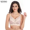 Partihandel-CyHWR Kvinnors Full täckning Jacquard Non Padded Lace Sheer Underwire Plus Size Bra 34-48 B C D E F G H