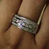 Tamaño 5/6/7/8/9/10/11 Joyería de lujo Corte princesa Envío gratis Vintage 10kt oro blanco lleno Topacio cz diamante Anillo de plata de boda para mujeres