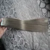 Silver Grey Hair Extensions Seamless Remy 100g Tape In Human Extensions 100g (40PCS) PU Skin Väftband Hårförlängningar Hårprodukter