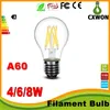 A60 LED Filament Ampul Klasik Edsion LED Ampul Edison Tip A19 Dim Dim Filament LED Ampul Işık 2 W 4 W 6 W 8 W E27 Ampuller AC85 ~ 265V