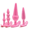 Giocattoli all'ingrosso del sesso della spina di estremità della spina anale del silicone di 4PCS/Set all'ingrosso per i giocattoli di masturbazione del dildo anale delle donne e degli uomini