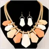 Luxe Chunky Verklaring Ketting Oorbel Bib ZA Lagen Europees Amerikaans Candy Kleur Hars Steen Sieraden Kettingen Sets te koop