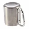 1pc Steel Camping Cup Mug 180ml Traveling Carabiner Aluminium Hook Double Wall Stainless Drop shipping