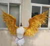 Decoração de festa asa de fada fantasiado ouro asas de penas de anjo para exibição de fotografia de casamento