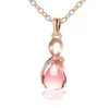 Charme feminino gota de água rosa / roxo colares pingentes jóias cadeias de cristal mulheres fina jóias pingente com pedra