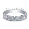 Vecalon Vintage Luxury Smycken Kvinnor Ring Princess Cut Simulerad Diamond CZ 925 Sterling Silver Bröllop Band Ring Set för kvinnor