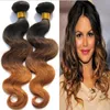 Indiskt hår 3 buntar 1b 4 30 Tre Ton Ombre Hair Weave Raw Indian Human Hair Ombre Body Wave Tissage Ombre Mänskligt Hår