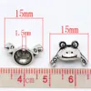 Zinklegierung, 100 Sets, silberfarben, Frosch-Charm-Perlenkappen-Set, 15 x 9 mm, 302 Jahre