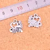 67pcs 골동품 실버 플레이트 나는 유럽 팔찌 보석을위한 Charms 펜던트를 좋아합니다. DIY 수제 17*16mm