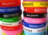 Helt ny 24 stycken Bästa Vänner Vänskap Silikongummi Barnband Armband Armband Armband Partihandel