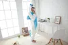 Costume Inverno Kawaii Anime Felpa con cappuccio Pigiama Cosplay Cavallo Tutina per adulti Natale BLU Unicorno Pigiama Costume Unicorno blu Tutina tuta S