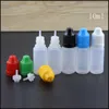 Alta qualidade vazio 10ml PE soft gotas de gotas de plástico com tampas infantis e pontas finas para e suco líquido e vape