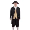 Vintage Men Rococo Cosplay Suit Colonial Revolution Costume Uniform Vest Pants Hat Socks Lace Collar Outfit
