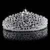 Underbara mousserande silver Big Wedding Diamante Pageant Tiaras Hairband Crystal Bridal Crowns for Brides Prom Pageant Hair Jewelry 214y