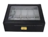 10 Grids Slot PU New Bias Leather Brand Logo Watch Box Display Organizer Glass Top Jewelry Storage ORGANIZER BOX BLACK Grey Interi292k