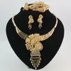 Gioielli africani oro 18 carati \ argento placcato strass dichiarazione collana bracciale anello orecchino moda donna set di gioielli di alta qualità