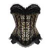 Sexig Leopard Corset Burlesque Kläder och Wild Bustier med Hot Mini Skirt S-2XL Showgirl Cardume Carnival Dress