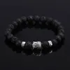 8mm Männer Frauen versilbert Lava Naturstein Charm Armbänder Vulkangestein Gebet Glücksperlen Schmuck