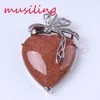 Natuurlijke edelsteen hart hangers ketting ketting verzilverd lint metalen accessoires Europese mode-sieraden voor vrouwen