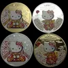 10 pcs Kitty coin animal cat Japan cartoon theme badge 24k real gold silver plated 1 OZ 40 mm metal souvenir collectible coin