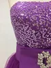 Vestido de baile curto barato com saia removível Bainha coluna Strapless vestido de baile de lantejoulas Tulle destacável Overskirt em roxo