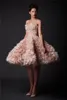 Krikor Jabotian A Line 2016 Prom Dresses Long Hand Made Flowers Strapless Sleeveless Knee Length Bridal Gown Prom Dress2697667