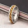 Anillo de hombre de acero inoxidable, anillos de cadena de eslabones de oro, plata y negro para mujer, joyería Punk de nueva moda HZ9260491