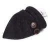 Gorro casual unissex com botões de caveira, 100% lã de feltro, chapéu folgado, clássico, quente, protetores de orelha, gorro t178